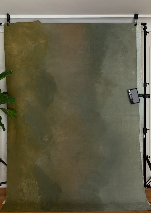 Iterations in Green #0715 Hand Painted Big Muslin Backdrop in a Bag