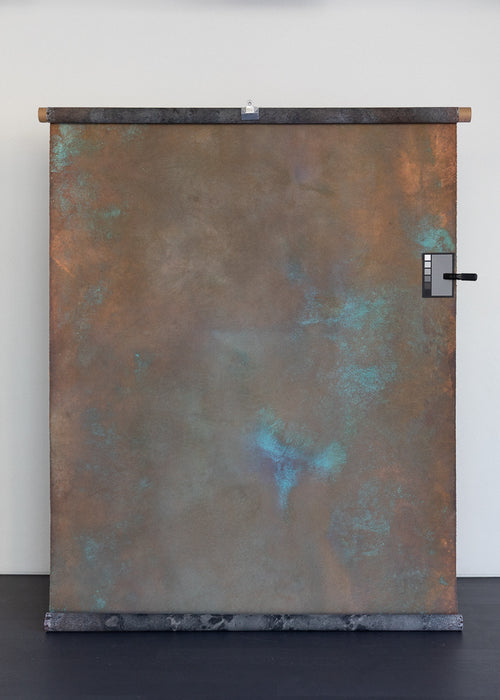 Copper and turquoise canvas art by Ultraviolet Backdrops.