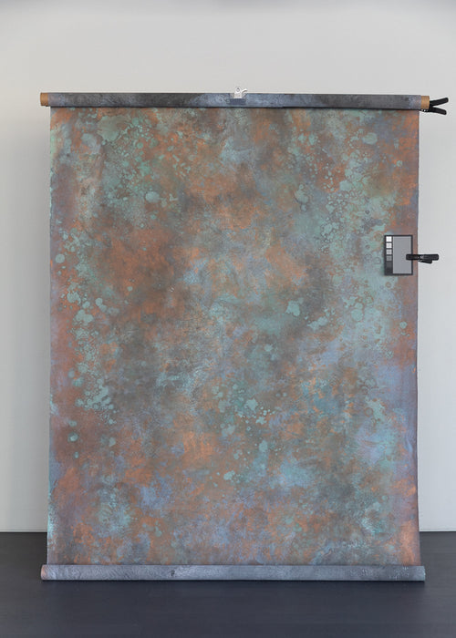 hand painted backdrop with metallic patina