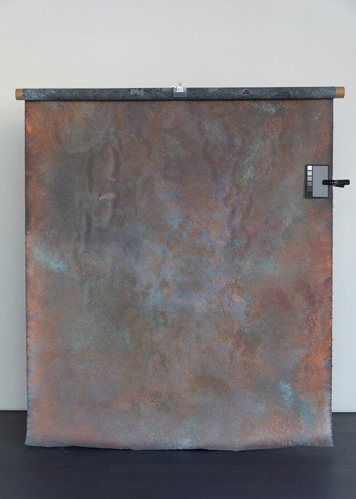 rich metallic copper and rust with purple turquoise color study backdrop