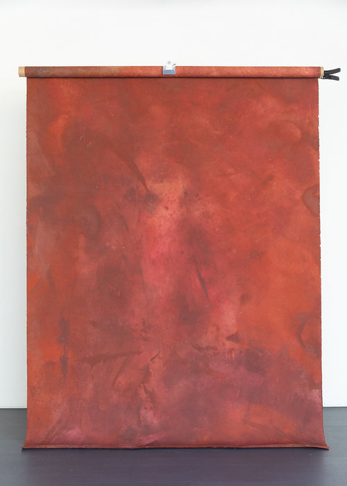red, orange, rust, and maroon hand painted canvas backdrop