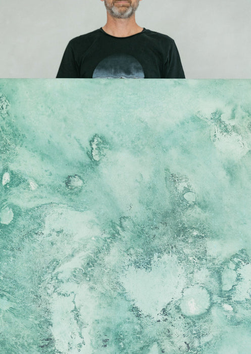 Blue Greens #0511 Small Hand-Painted Canvas Backdrop