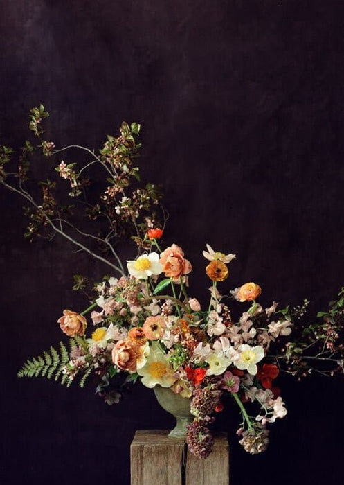 floral florist product photography styling dark purple background backdrop