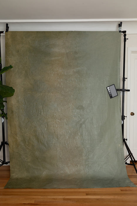Iterations in Green #0715 Hand Painted Big Muslin Backdrop in a Bag