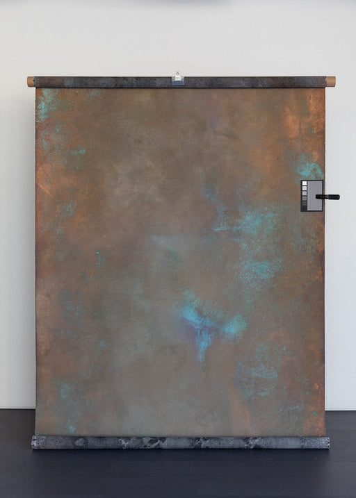 Copper and turquoise canvas art by Ultraviolet Backdrops.