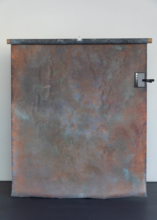 rich metallic copper and rust with purple turquoise color study backdrop