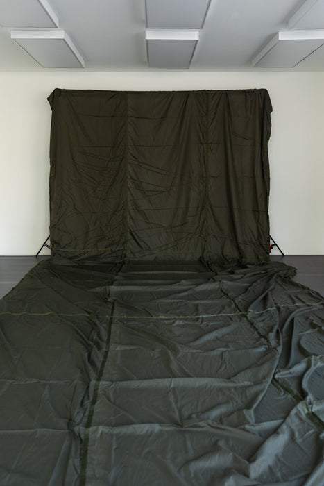 huge green backdrop in studio