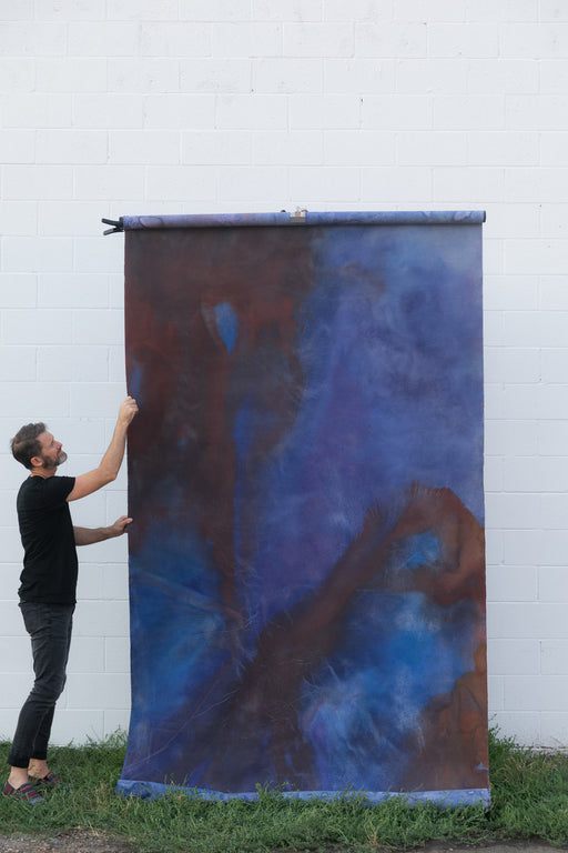 Cobalt and Cacao #0228 // Large+ Hand-Painted Canvas Backdrop.